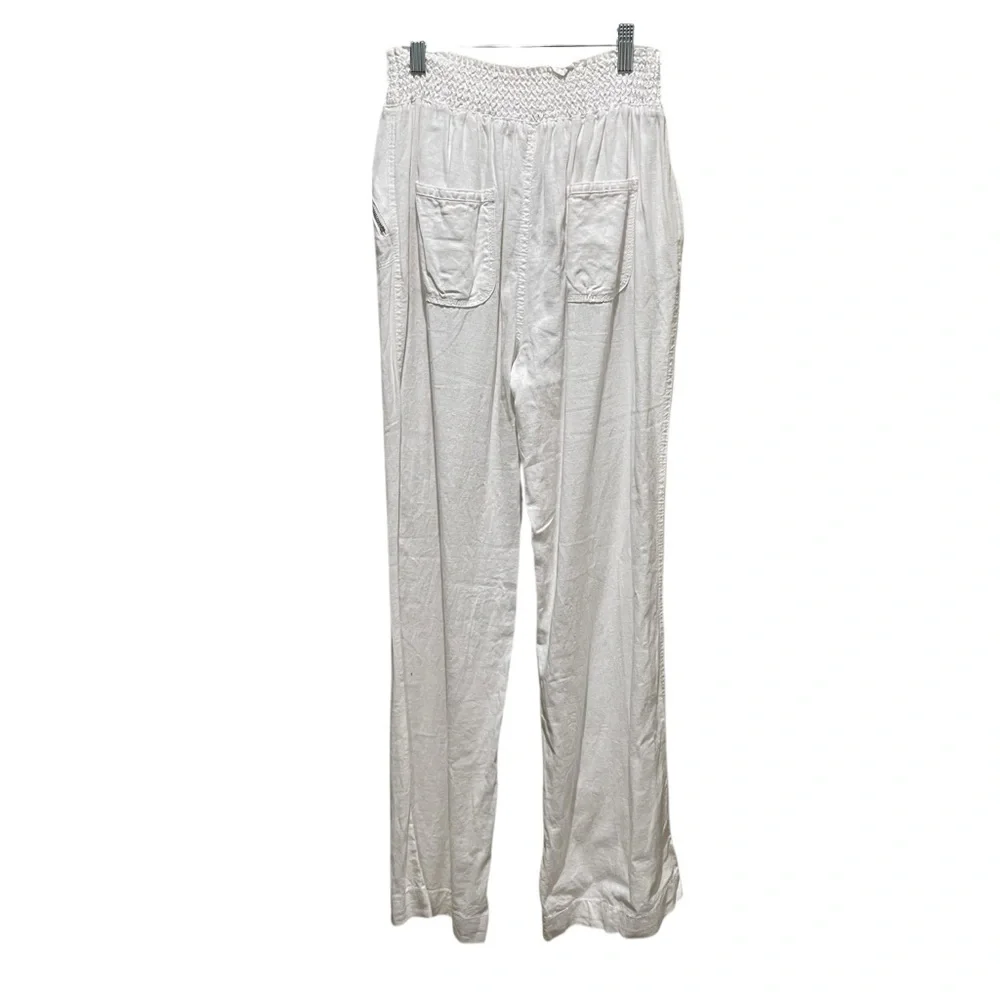 Ci Sono Smocked Waist Linen Blend Pants White Women’s Large - Picture 8 of 8